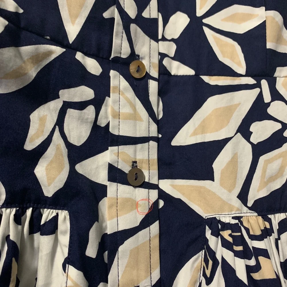 NWT Diane Von Furstenberg Navy Blue Printed Cotton Belted Scarlet - Picture 8 of 8